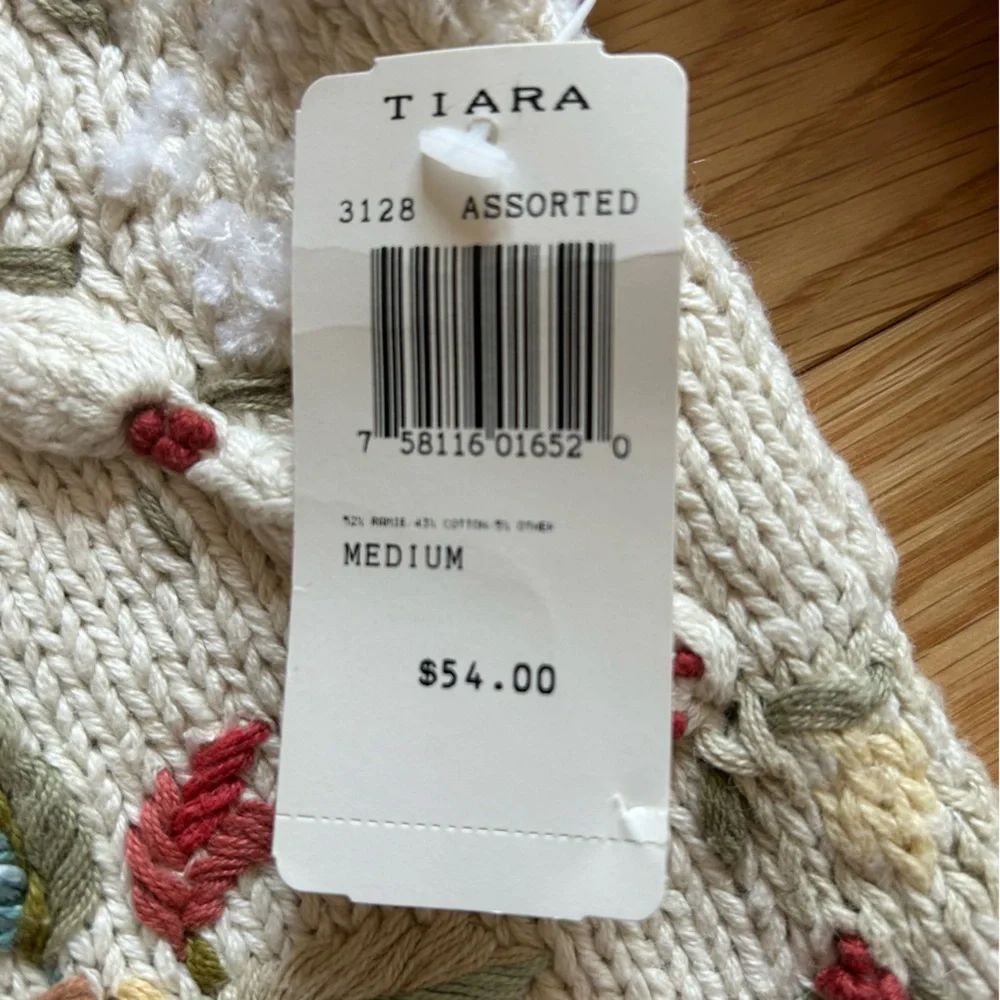 Tiara Women's Floral Knit Sweater - Cream with Multicolor Accents - Picture 5 of 5